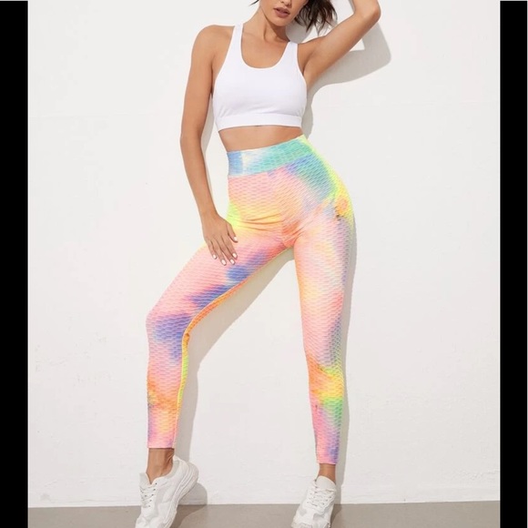 Scrunched Multi Color Leggings BLU Yellow or Brown - Picture 4 of 9